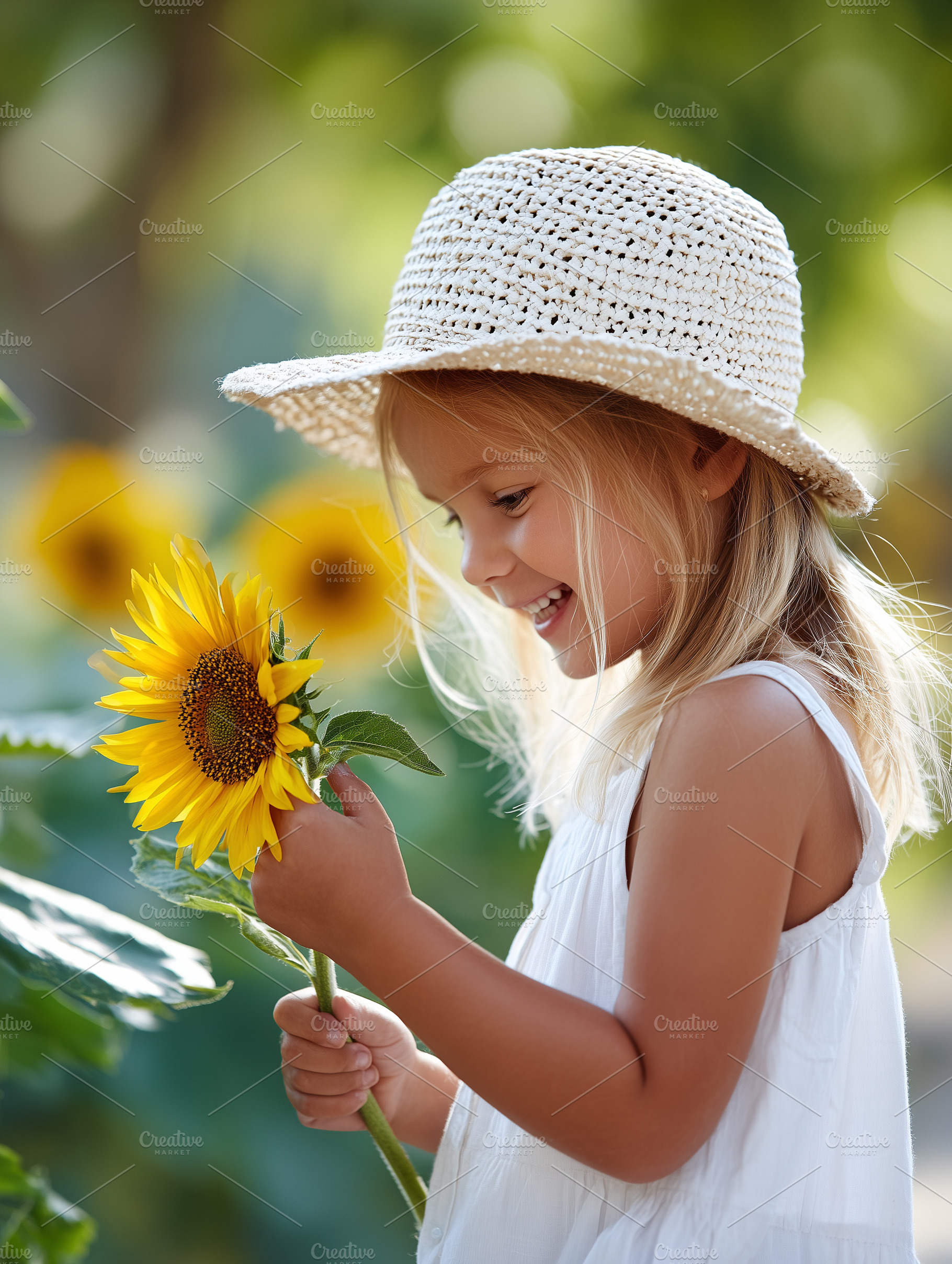 Smiling little girl in a straw hat, a Person Photo by MistyDay