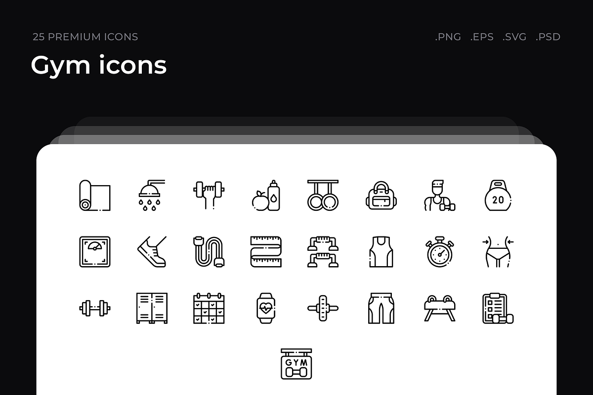 Gym icons, an Outline Icon by Wencory (Photo 1 of 3)