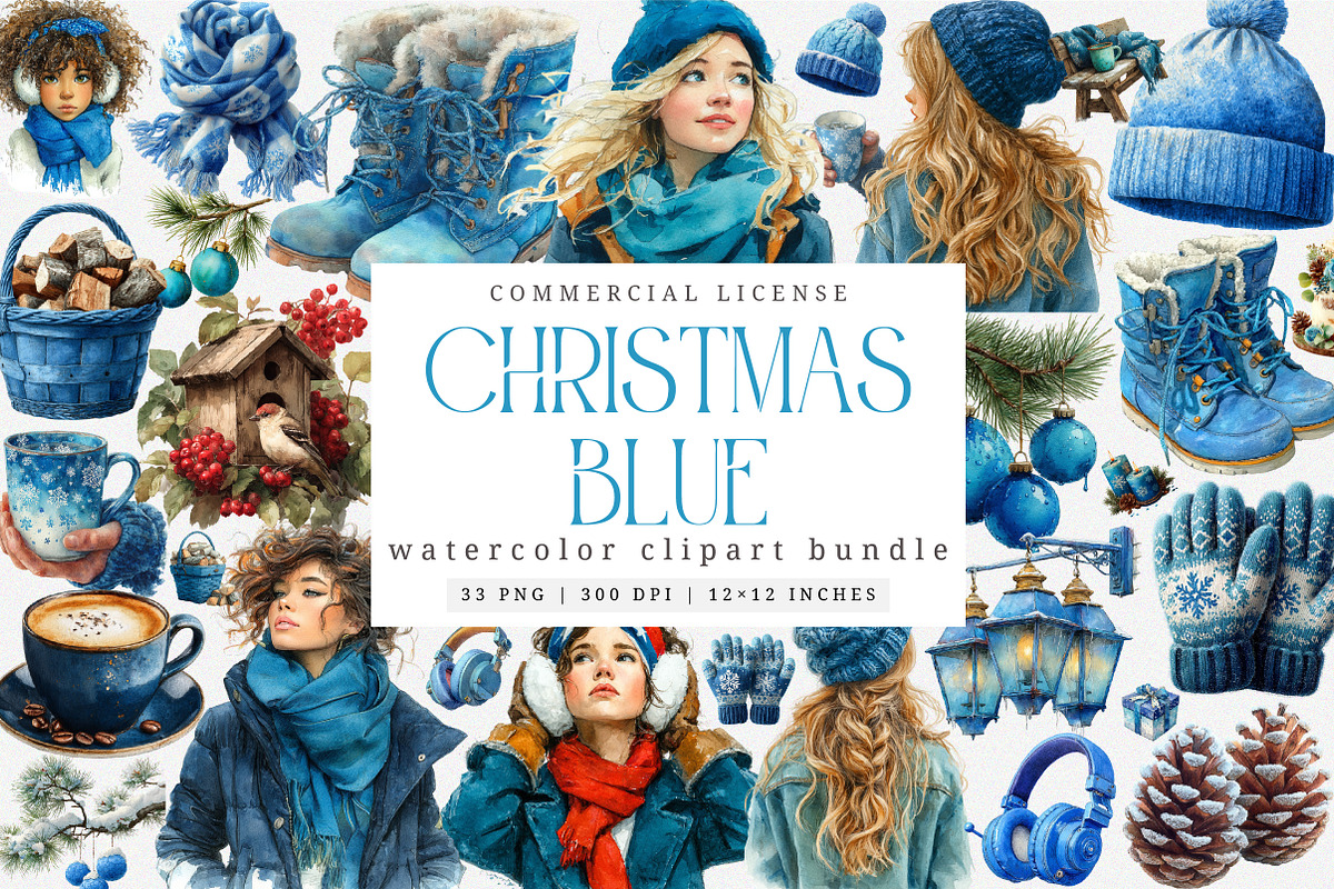Christmas Blue Clipart PNG, an Illustration by SinaCreation (Photo 1 of 7)