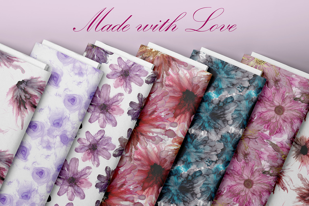 Flowers fluid art set 3., a Pattern Graphic by Digital illustration shop (Photo 4 of 4)