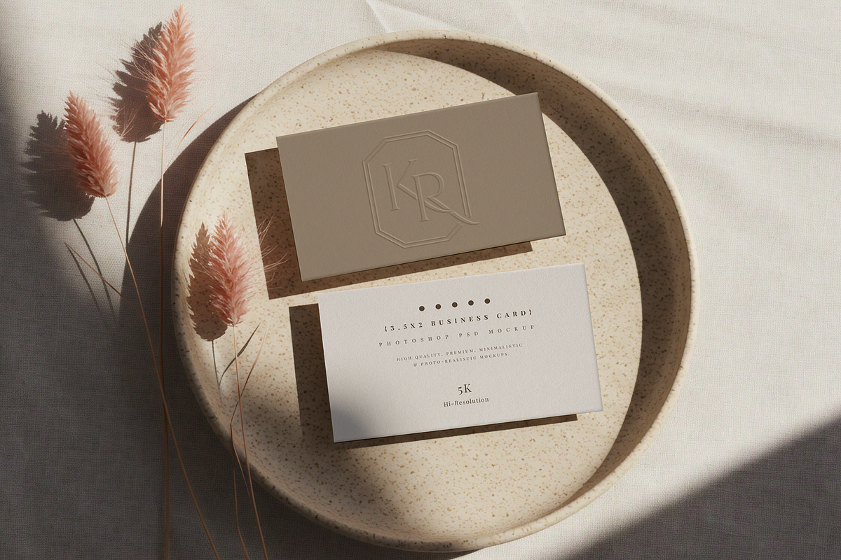 Aesthetic Business Card Mockup PSD, a Mockup by Julia Anderi - Studio (Photo 1 of 3)