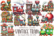 Christmas Vintage Train Clipart, an Illustration by OK Design (Thumbnail 1 of 5)