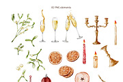 CHRISTMAS holiday Watercolor clipart, a Seasonal Illustration by Pattern + watercolor (Thumbnail 12 of 17)
