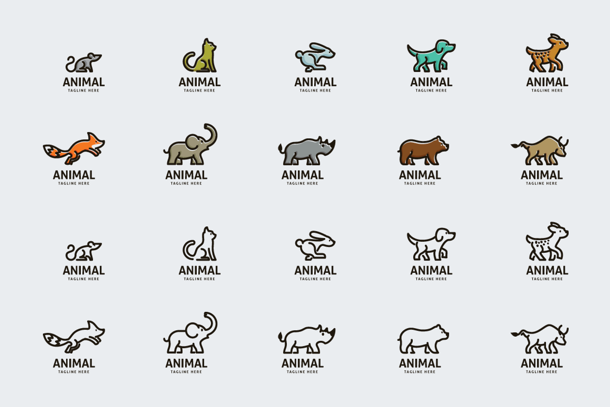 Cute Animal Logo Bundle Vol 1, a Branding & Logo Template by Qilart (Photo 2 of 3)