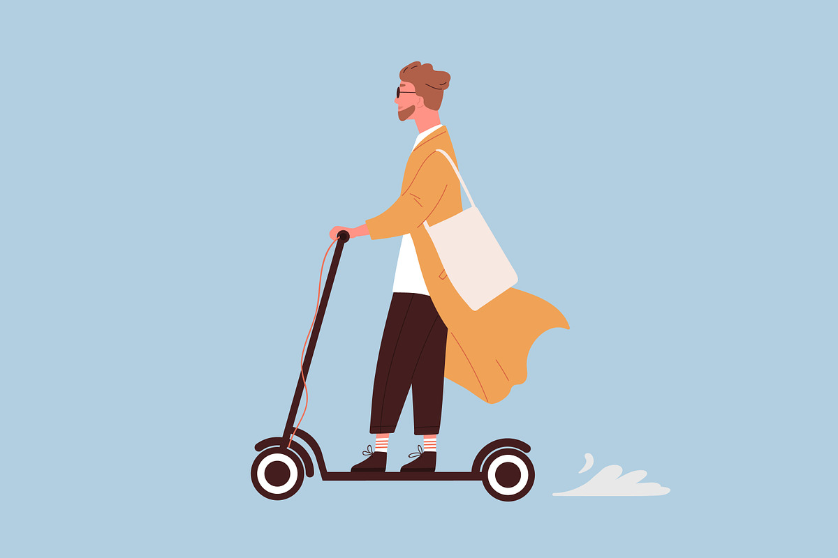 Modern man on electric scooter, a Person Illustration by Good Studio (Photo 3 of 3)