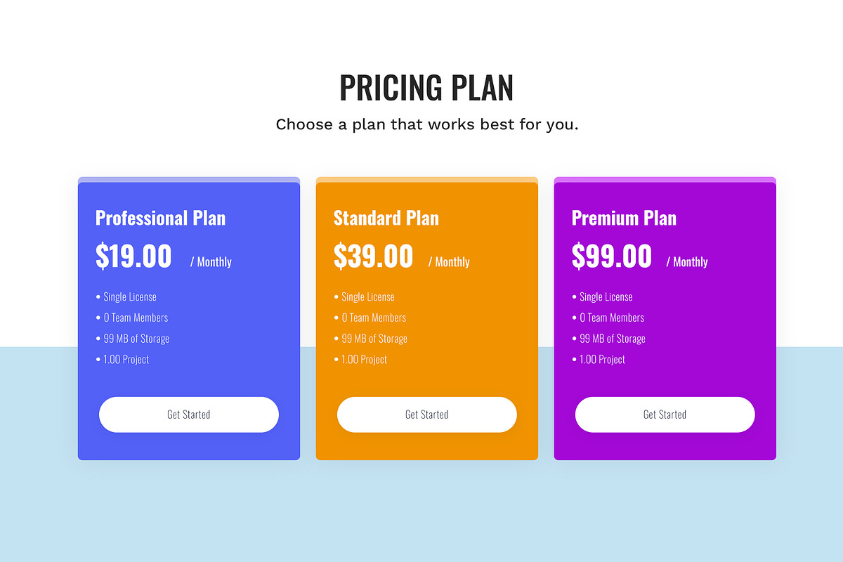 Pricing Plan, an UI Kit Template by Sujun Baidyaa (Photo 1 of 3)