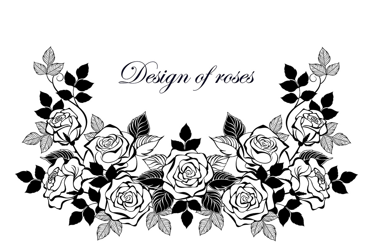 Frame of contour roses, a Decorative Illustration by blackmoon9 (Photo 1 of 3)