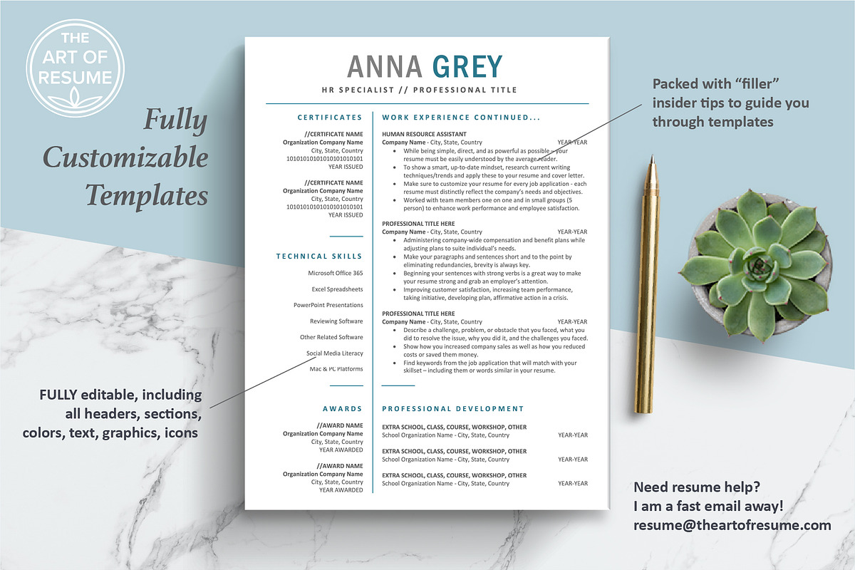 Custom Resume CV Template Design, a Marketing Template by The Art of Resume (Photo 3 of 8)