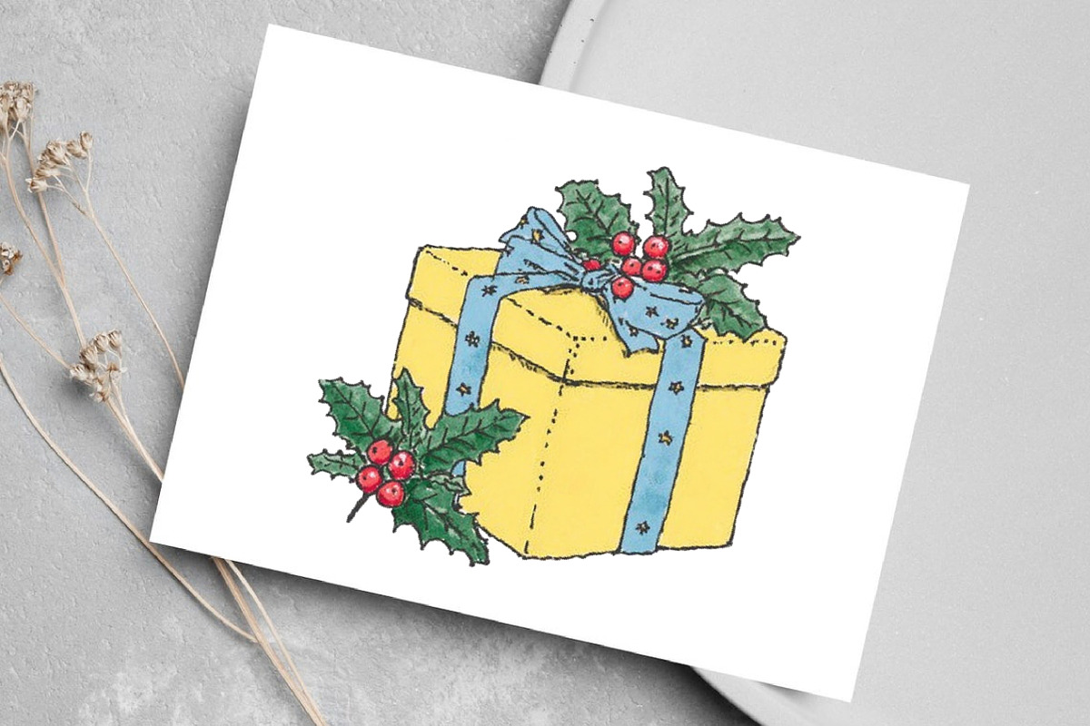 Cute Yellow Christmas Clipart, an Illustration by Canvas Craft (Photo 5 of 8)