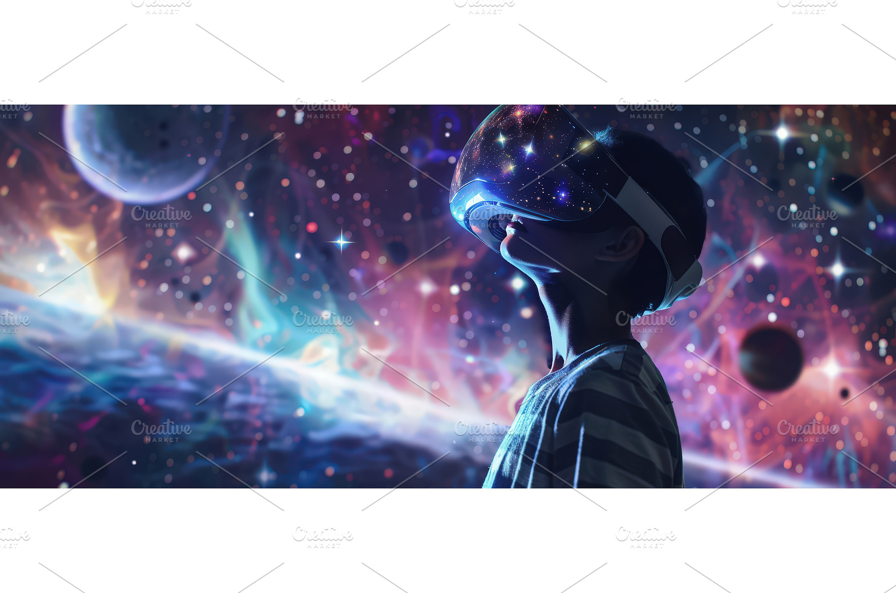 Child exploring outer space through, a Technology Photo by piter.goskov