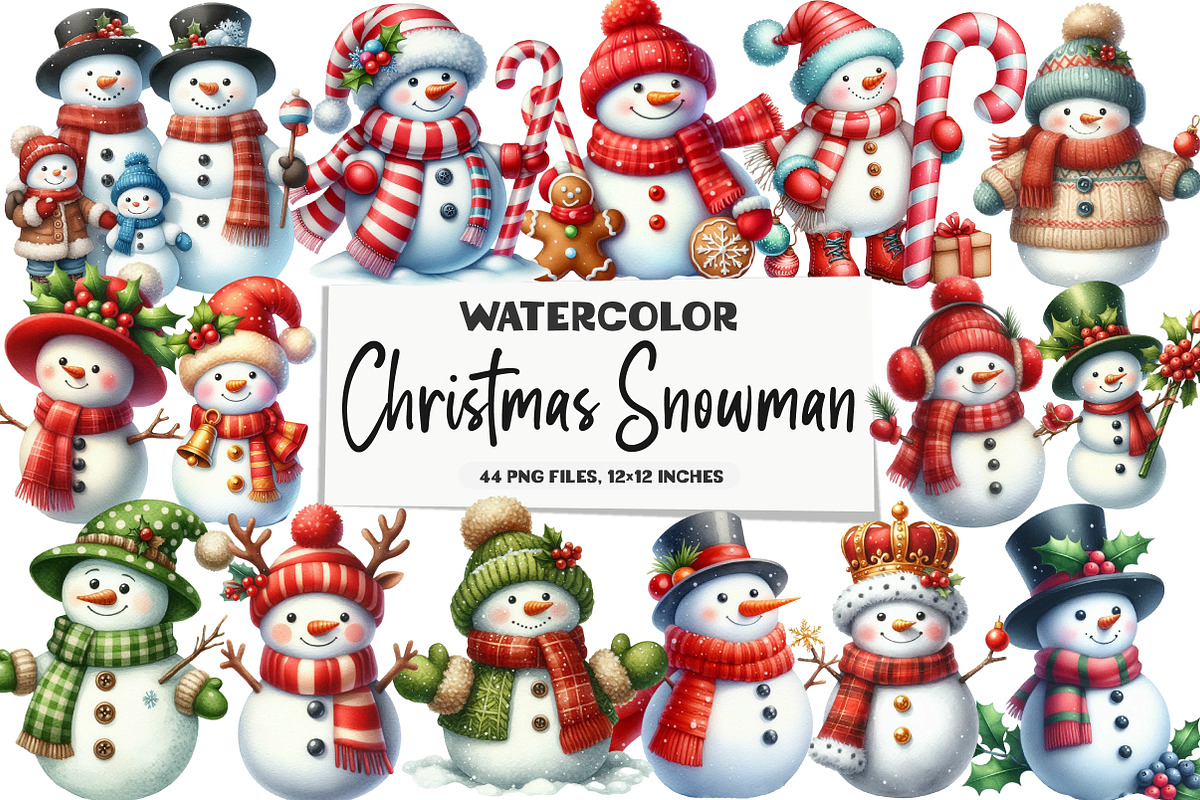 Christmas Snowman PNG Bundle, an Illustration by DreamArtGraphic (Photo 1 of 5)