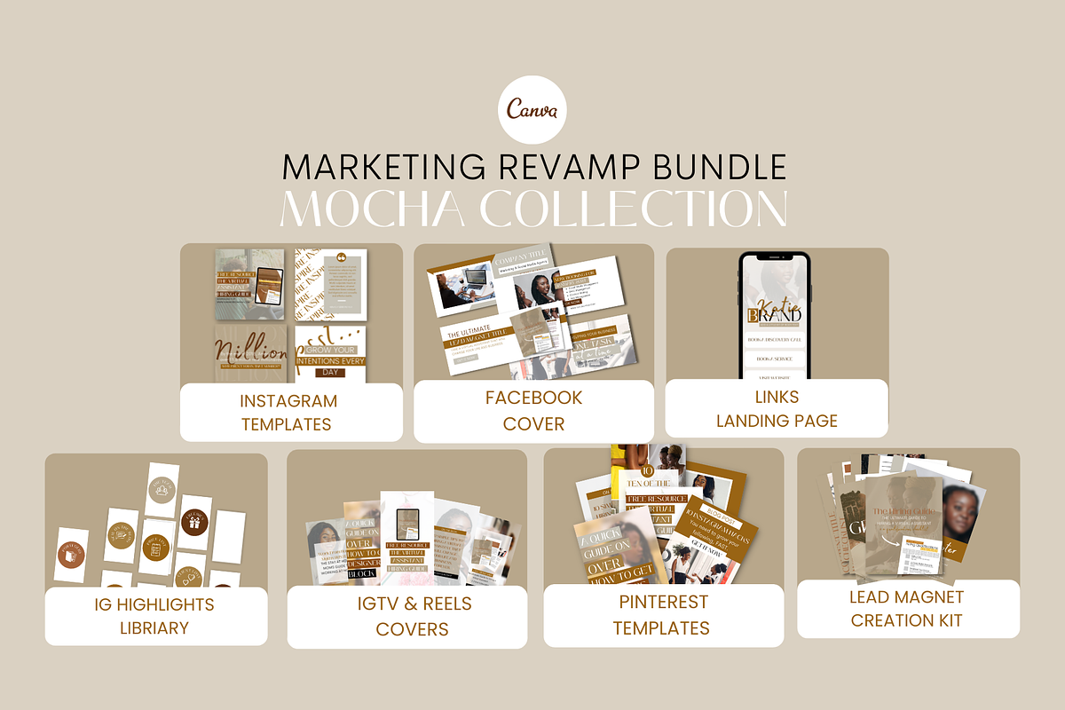 CANVA Marketing Revamp Bundle|Mocha, a Marketing Template by Launch & Grow Studio (Photo 2 of 10)