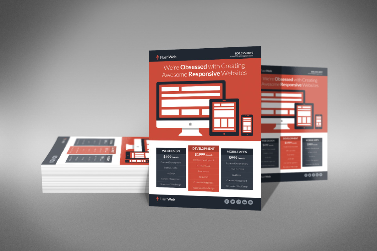 Flat Web Design Flyer, a Flyer Template by Creativenauts (Photo 2 of 4)