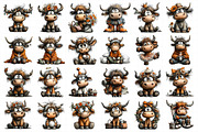 Whimsical Highland Cow Clipart, an Illustration by Daily.Designs (Thumbnail 4 of 5)