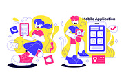 5 Mobile Application Illustration, a Technology Illustration by denayunebgt (Thumbnail 2 of 3)