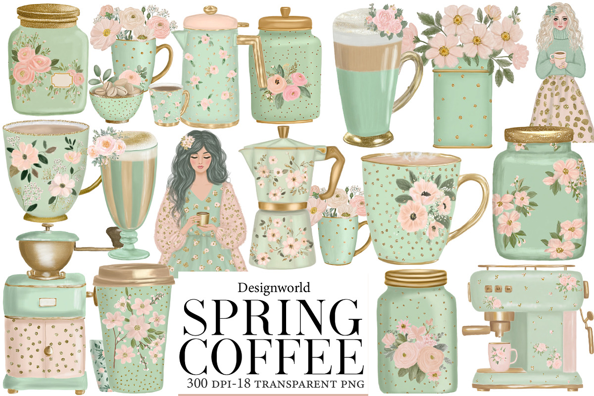 Spring Coffee Break Clipart, an Illustration by Designworld (Photo 1 of 4)