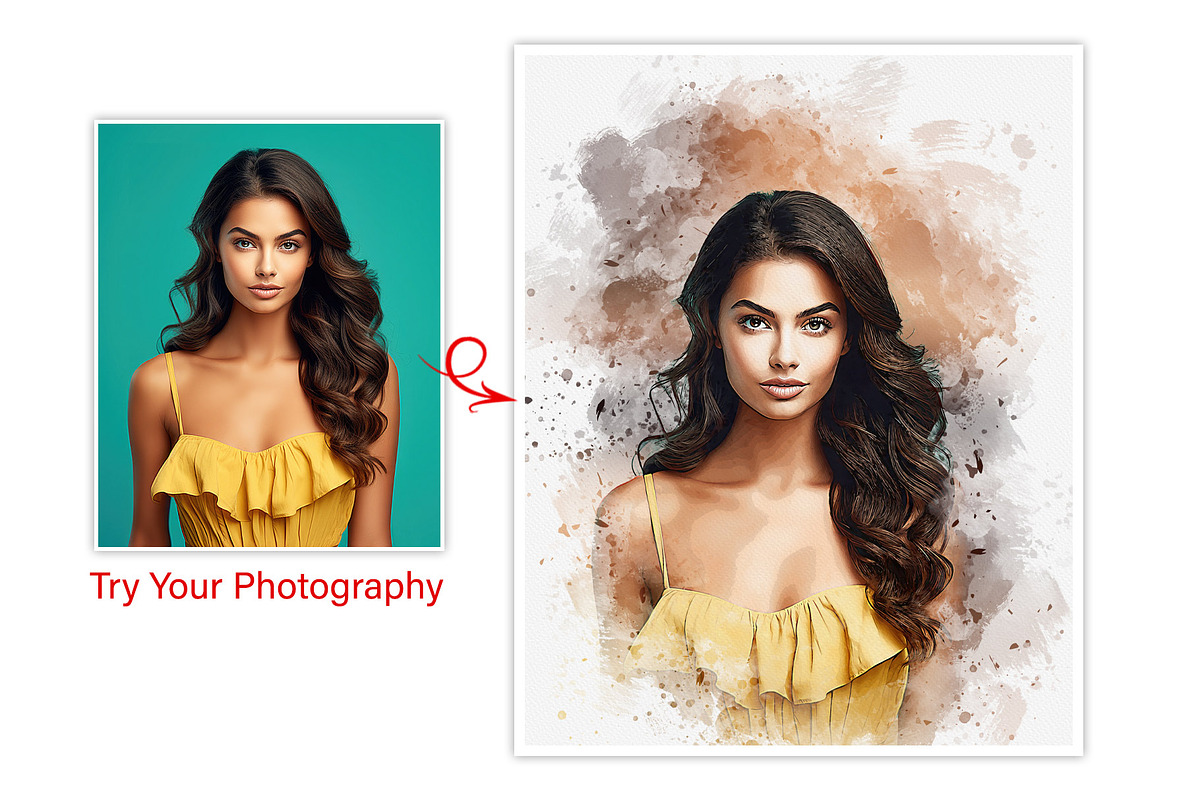 Costume Watercolor portrait Painting, an Action Add-On by MRI STUDIO (Photo 4 of 15)