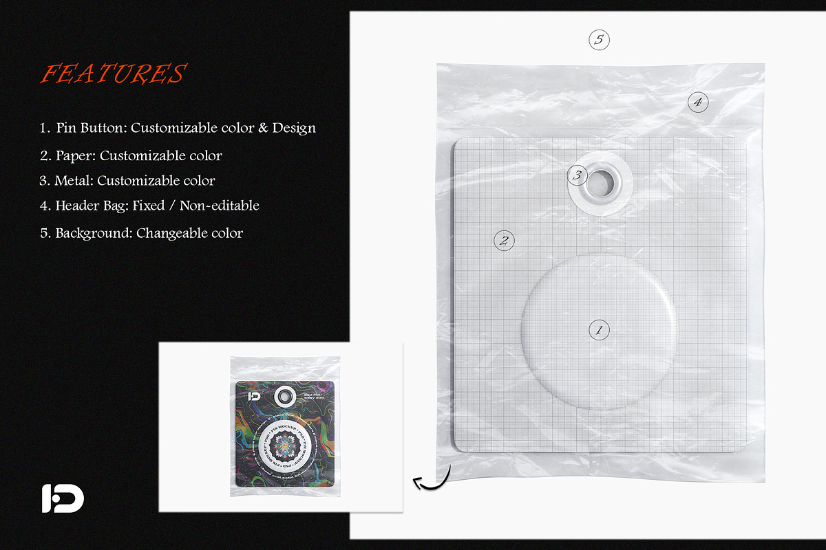 Pin Button Mockup Set, a Packaging Mockup by ForgeDesign (Photo 2 of 7)