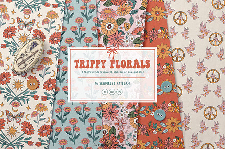 Trippy Floral-Boho Seamless Pattern