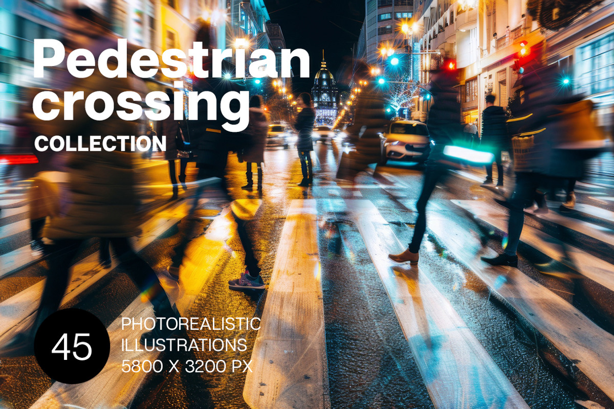 Pedestrian crossing. 45 images, a Person Illustration by Handmadefont (Photo 1 of 11)