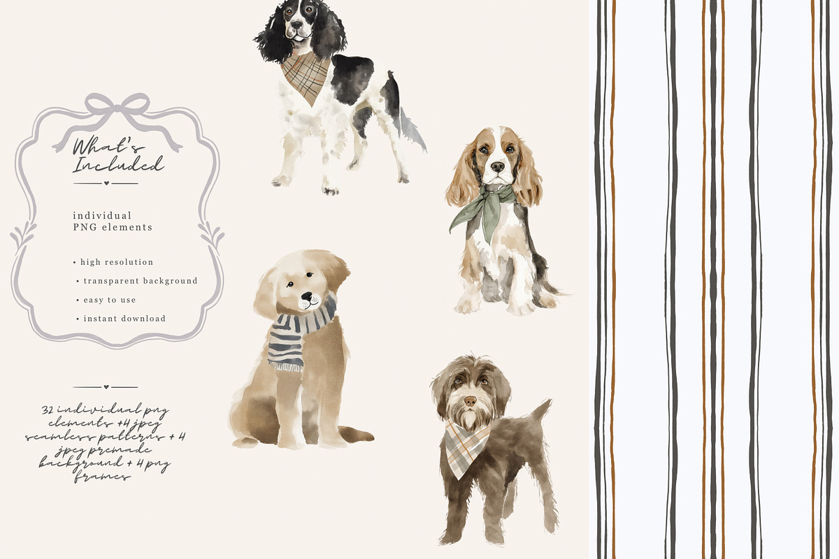 watercolor dog clipart collection, a Decorative Illustration by Patishop Art (Photo 2 of 9)