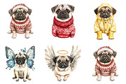 Cute Watercolor Pug Dog PNG, a Graphic by CitraGraphics (Thumbnail 3 of 4)