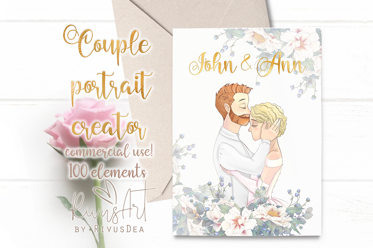 Couple portrait creator bundle, an Illustration by RivusArt (Photo 2 of 8)