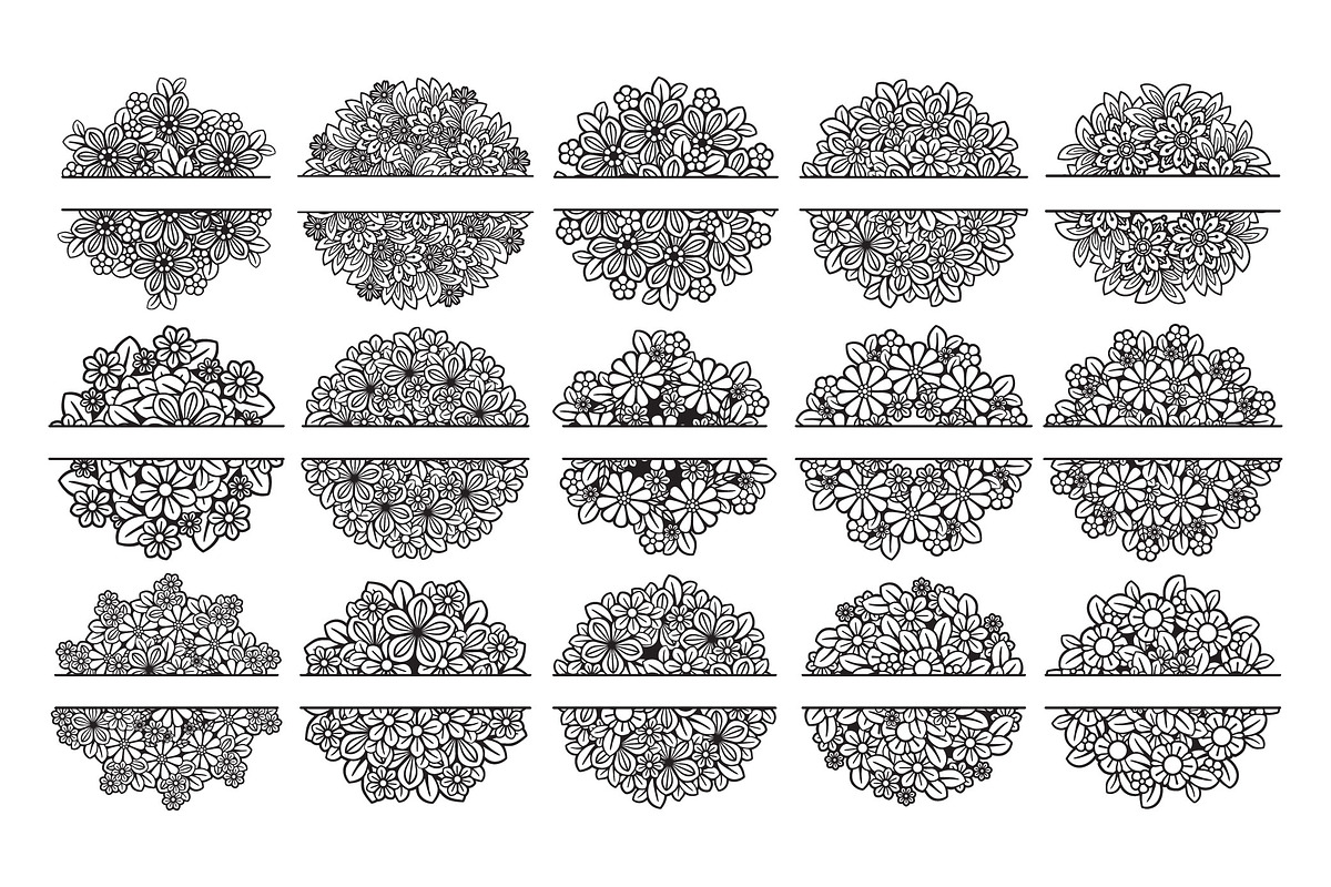 50 Split Floral Mandalas Bundle, a Decorative Illustration by Elinorka (Photo 2 of 9)