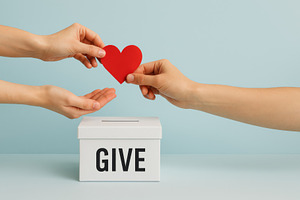 Hands exchanging heart symbol over d, a Photo by Dvoevnore photos