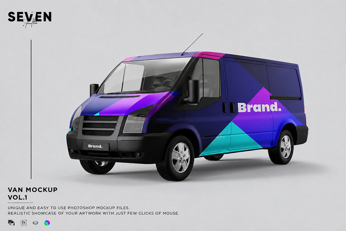 Van Car Mockup, an Advertising Mockup by Se٧enStudio (Photo 1 of 2)