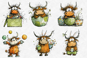 Whimsical Easter Highland cow Clipar, an Illustration by Designworld (Thumbnail 2 of 6)