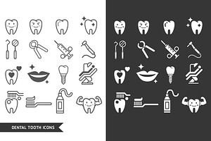 Dental Tooth Icons Set.