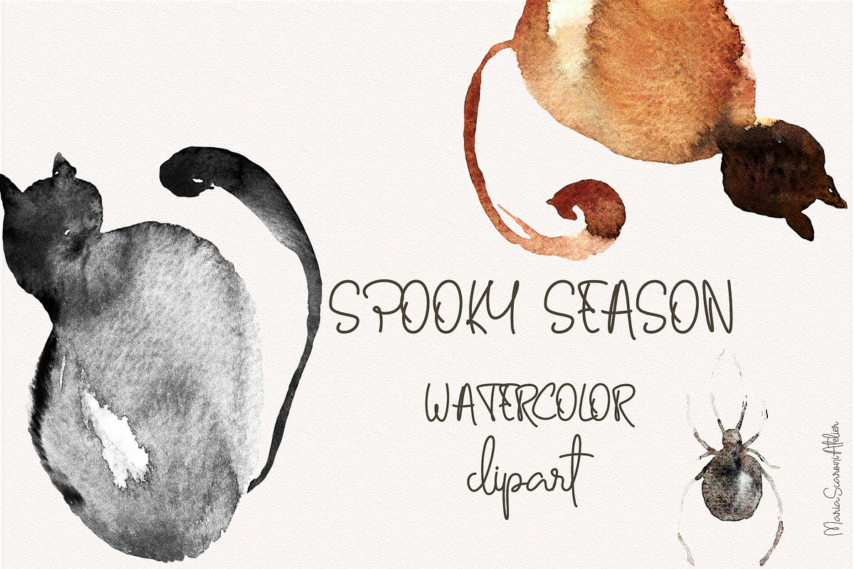 Spooky Season - Watercolor Clipart, a Seasonal Illustration by MariaScaroniAtelier (Photo 1 of 9)