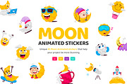 Animated Moon Stickers Set, an Emoji Icon by Vectors Market (Thumbnail 1 of 3)