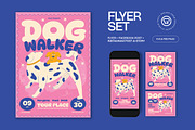 Pink Quirky Illustration Dog Walker, a Flyer Template by graphicook (Thumbnail 1 of 3)