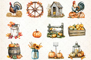 Rustic Farm Thanksgiving Clipart, an Illustration by DreamCafeArt (Thumbnail 2 of 6)