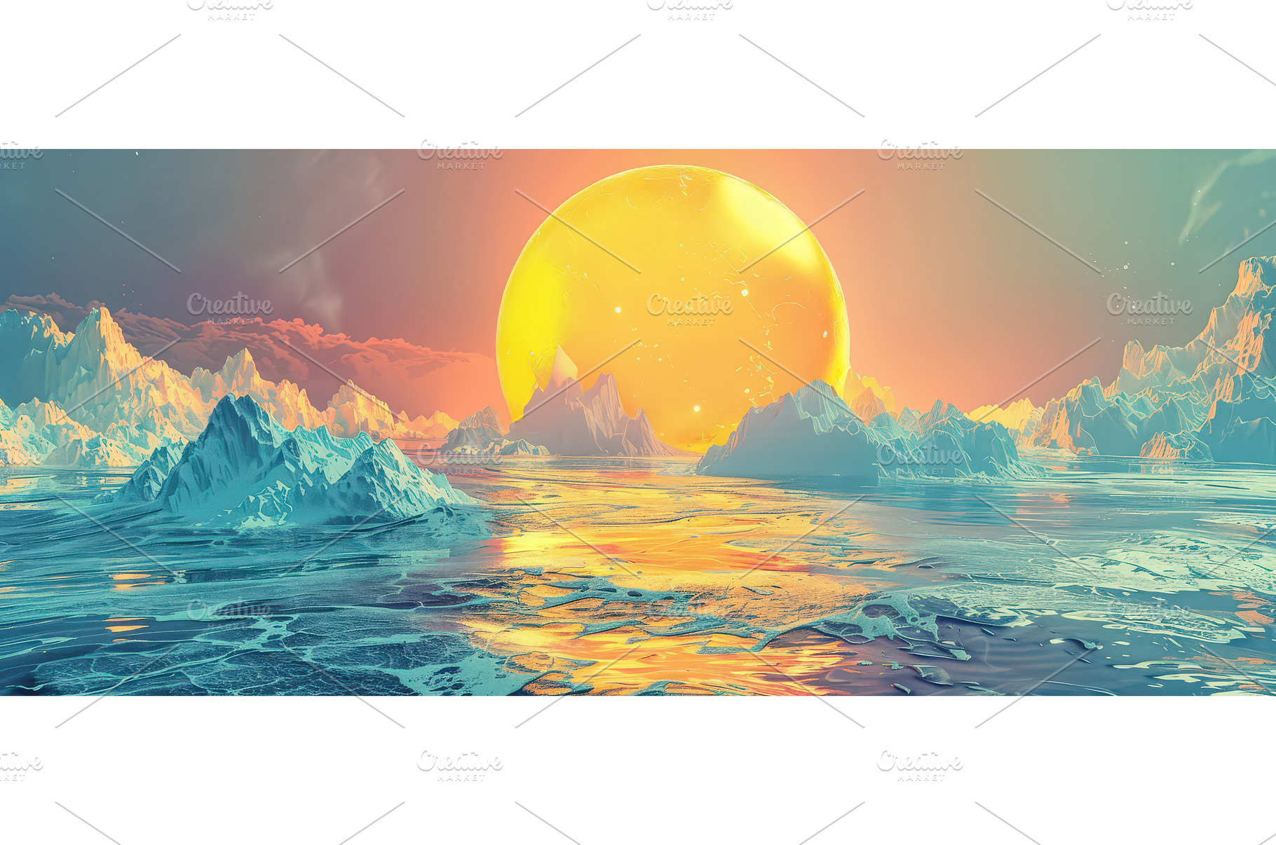 Surreal ocean landscape with glowing, a Nature Photo by piter.goskov