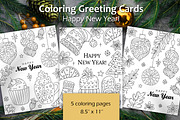 5 Coloring Pages | Happy New Year!, an Illustration by ChristinaDesigns (Thumbnail 1 of 3)