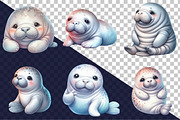 Cute Baby Watercolor Manatees Sublim, an Illustration by SVGArt (Thumbnail 3 of 8)