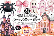 Pink Orange Halloween Clipart, a Seasonal Illustration by Designking (Thumbnail 1 of 4)