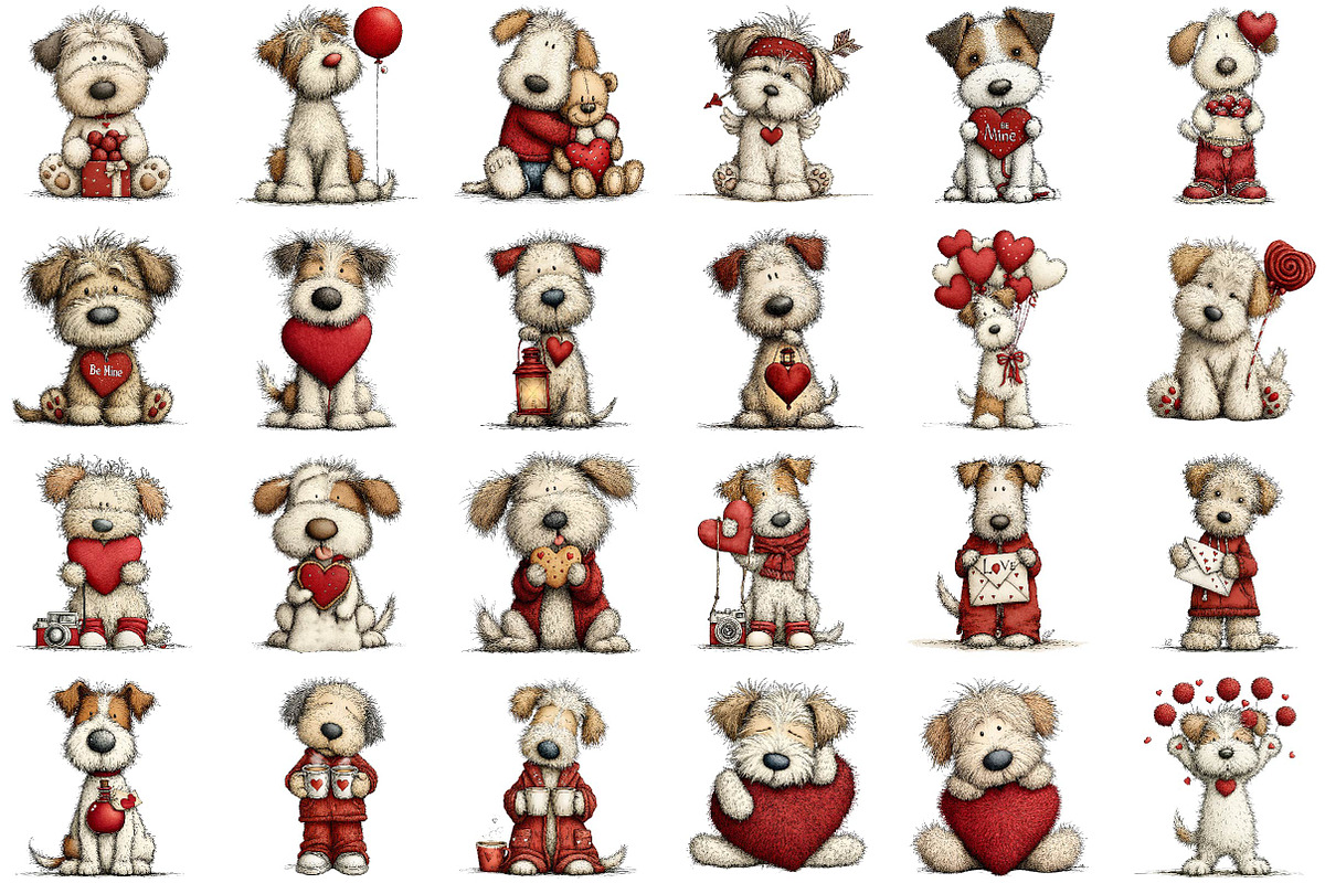 Whimsical Valentine Dog Clipart, an Illustration by Sublimation Artist (Photo 2 of 6)