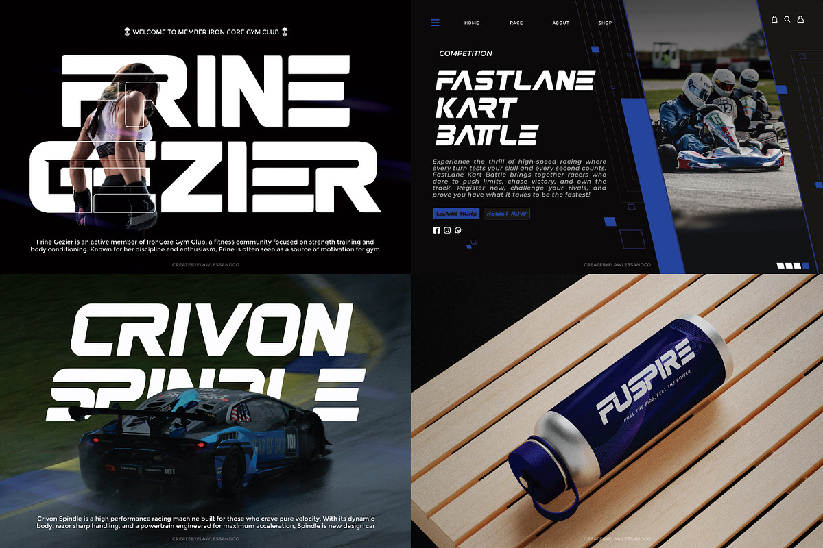 Futuristic & Sport Font Bundle, a Sans Serif Font by Flawless And Co (Photo 10 of 11)