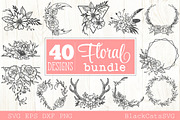 Floral frames SVG bundle 40 designs, an Illustration by BlackCatsMedia (Thumbnail 1 of 4)