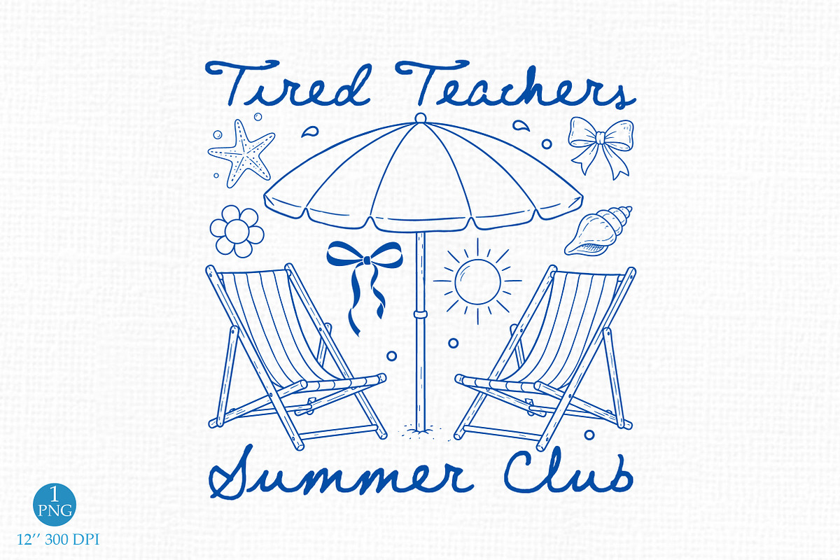 Tired Teachers Summer Club Retro PNG, a Seasonal Illustration by Libby Wishes (Photo 1 of 5)