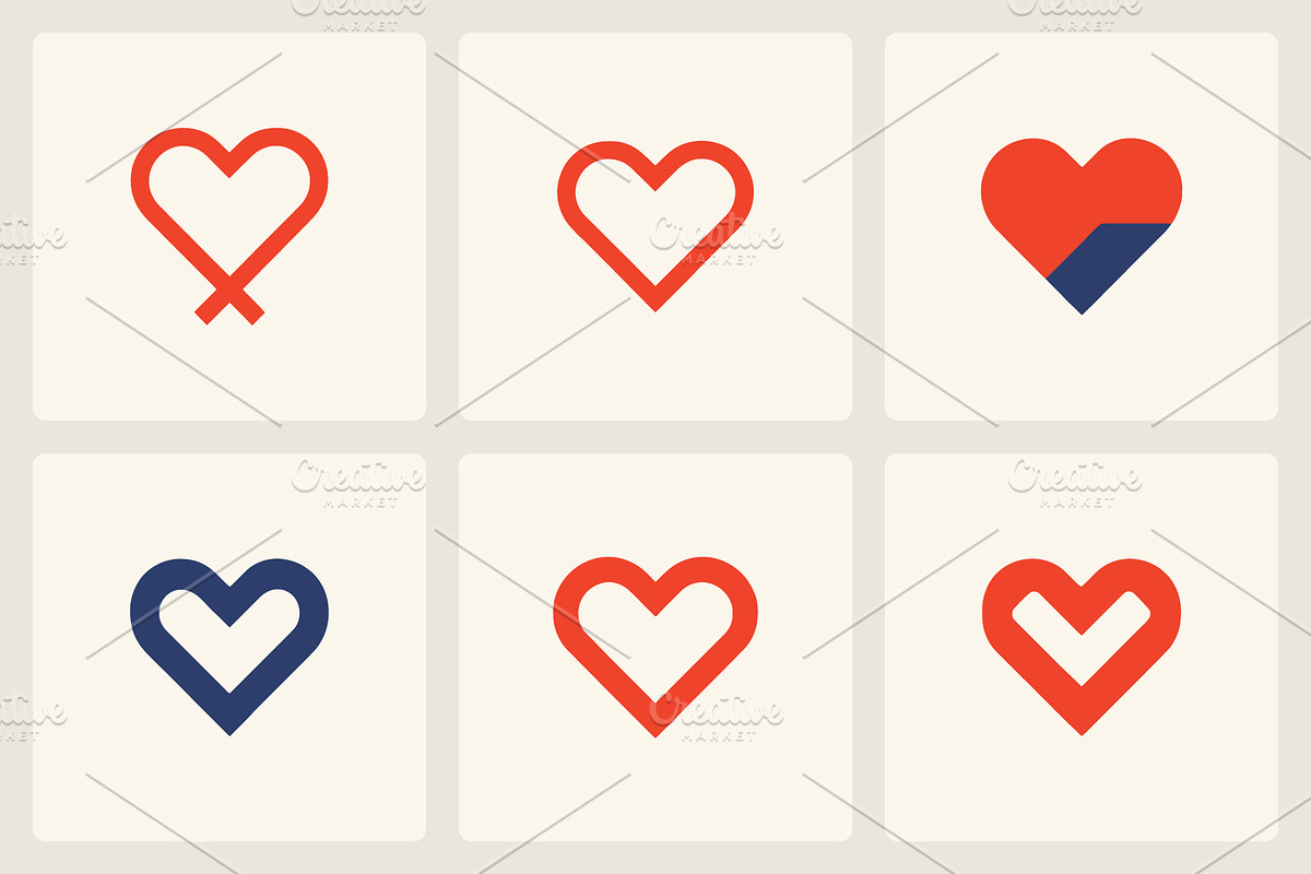 Minimal Heart Logo Vector Set, an Outline Icon by Vectorium Studio (Photo 1 of 2)