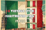 Vintage illustrated flag italie, an Object Illustration by 3d_model_tifotizi (Thumbnail 1 of 2)