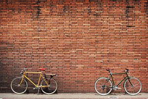Retro bicycle on roadside stock photo containing bike and wheel
