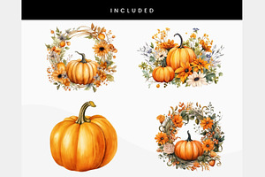 Orange Pumpkins Flowers PNG Clipart