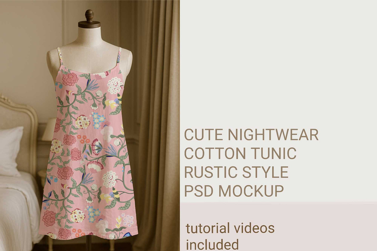 Night wear tunic psd rustic mockup, a Shirt Mockup by jenartstudio (Photo 2 of 3)