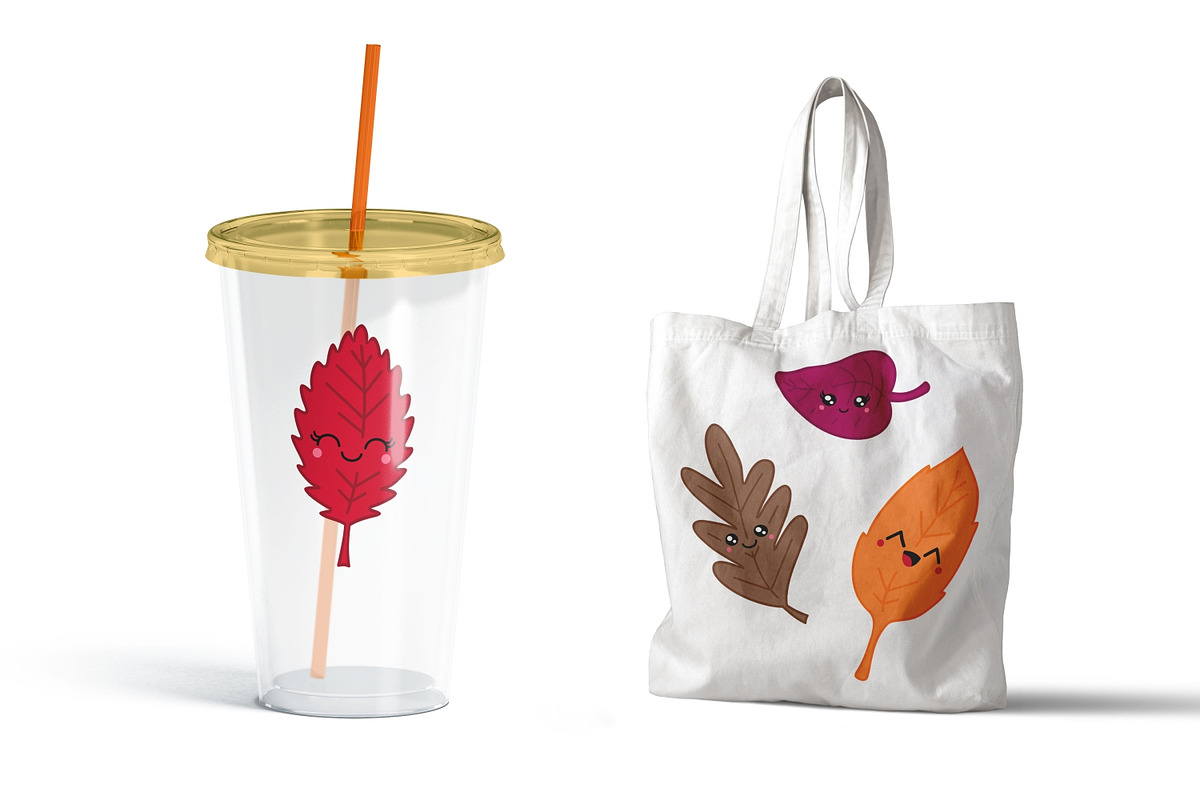 Kawaii Fall Leaves, an Illustration by Huckleberry Hearts (Photo 3 of 3)